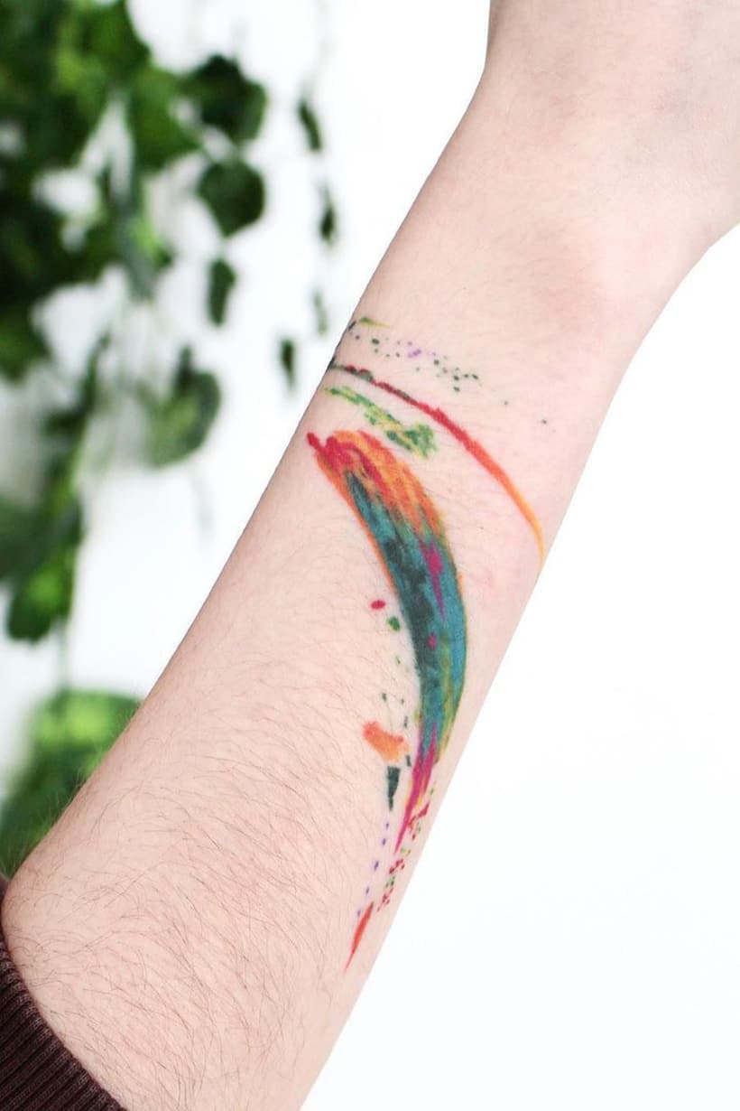 Color brush stroke armband tattoo