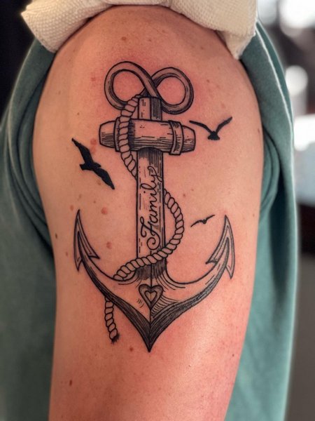Anchor Half Sleeve Tattoo