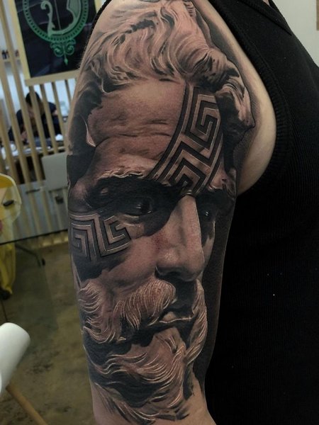 Half Sleeve Zeus Tattoo
