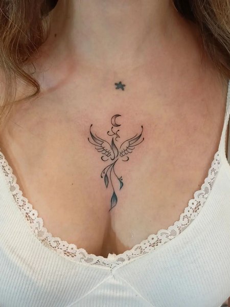 Feminine Rebirth Phoenix Tattoo