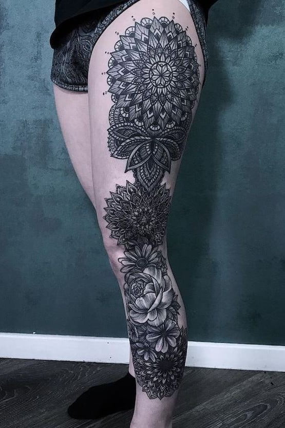 Mandala Leg Tattoo 1