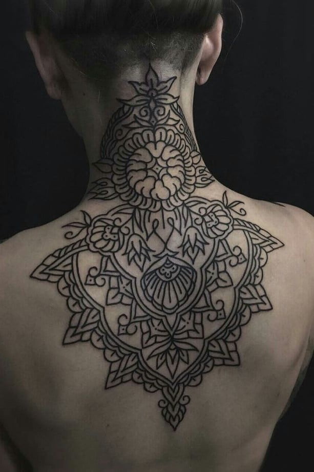 Mandala Spine Tattoo