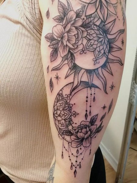 Mandala Sun And Moon Tattoo