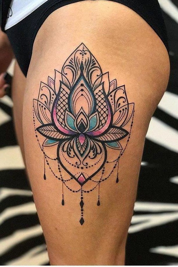 Mandala Thigh Tattoo 1