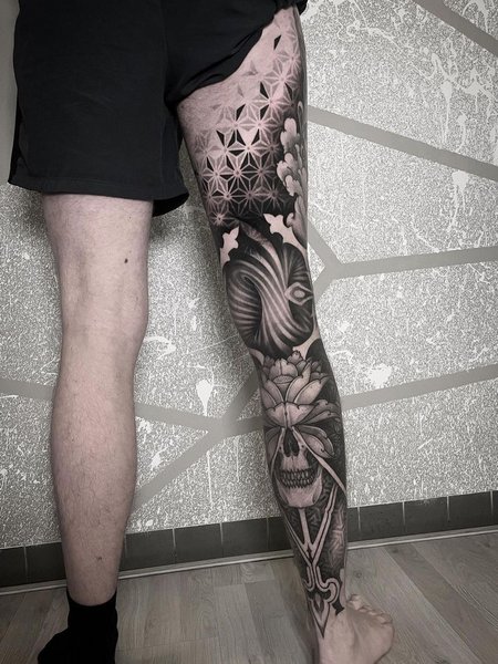 3D Leg Tattoo