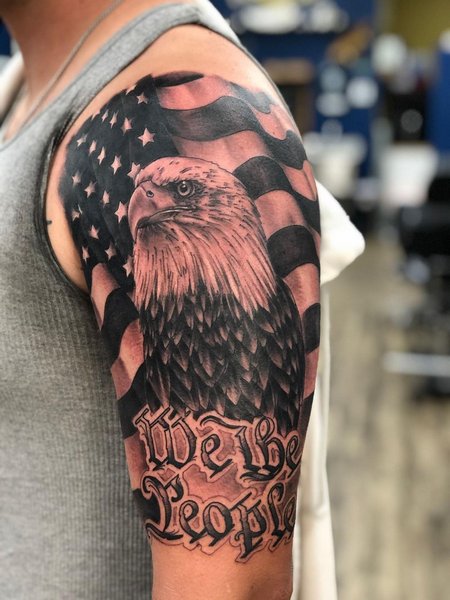 American Flag Black And White Tattoo