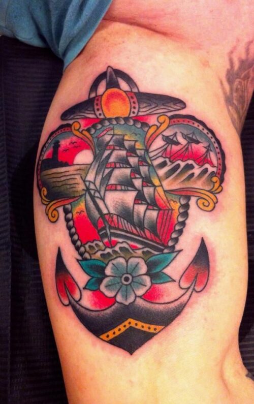 American Traditional Anchor Tattoo