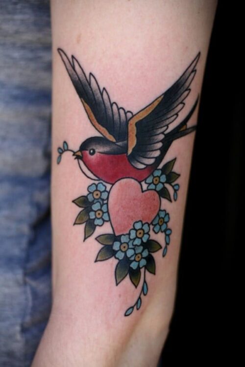 American Traditional Bird Tattoo