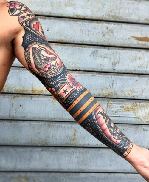 American Traditional Sleeve Tattoo