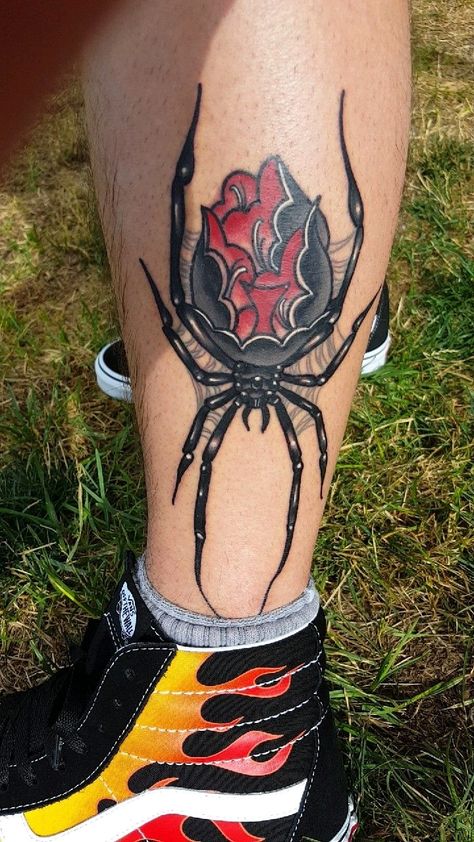 American Traditional Spider Tattoo