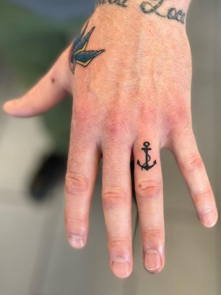 Anchor Finger Tattoo
