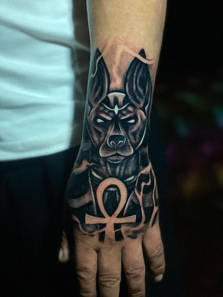 Anubis Hand Tattoo