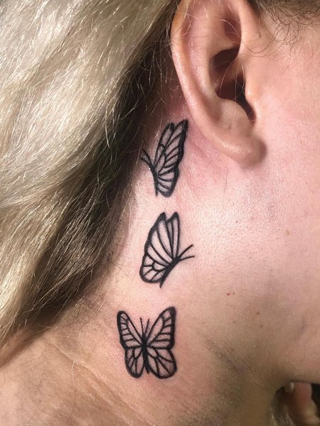 Behind The Ear Neck Tattoo