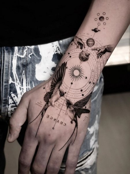 Bird Hand Tattoo