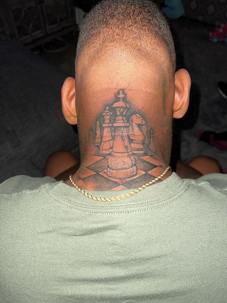 Chess Neck Tattoo