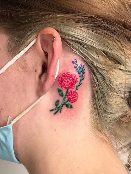 Color Behind The Ear Tattoo