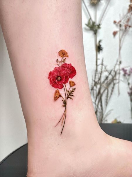 Colorful Ankle Tattoo