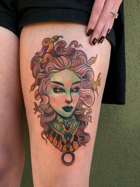 Colorful Medusa Tattoo