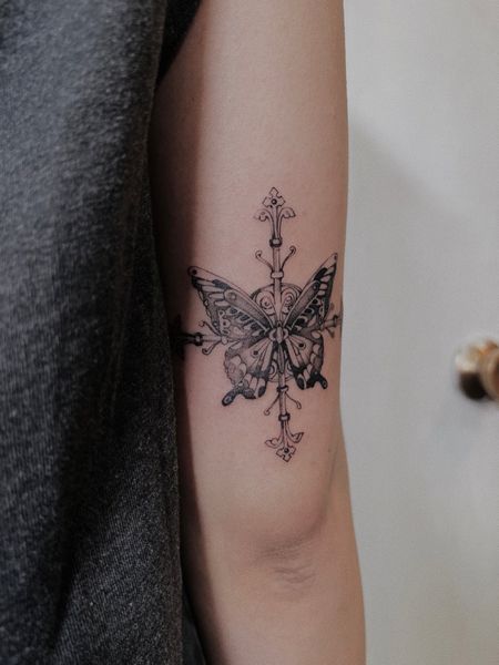Cross Butterfly Tattoo