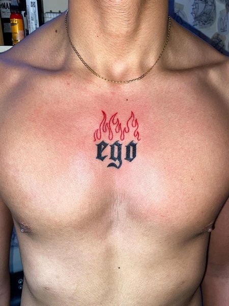 Flame Chest Tattoo