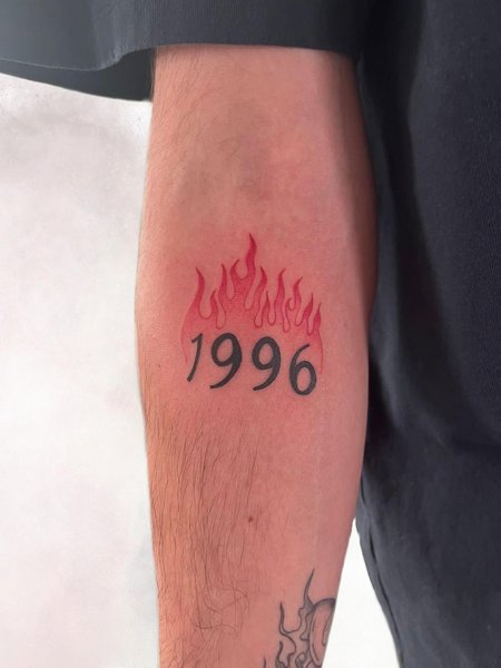 Flame Date Tattoo