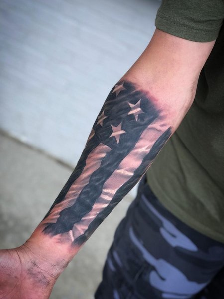 Forearm American Flag Tattoo
