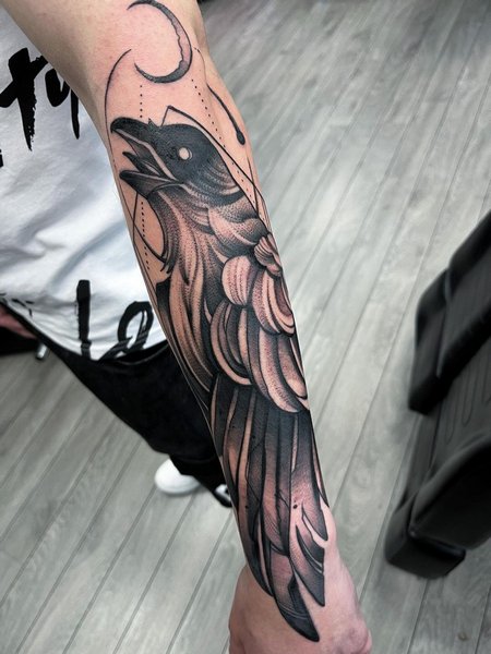 Forearm Crow Tattoo