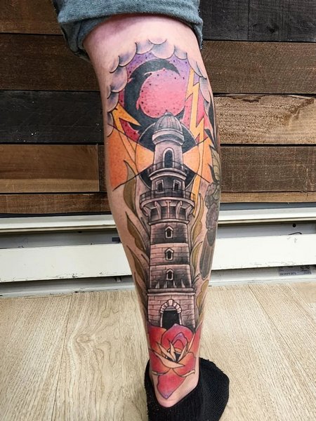 Lighthouse Leg Tattoo