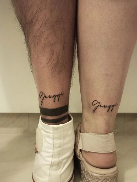 Matching Couple Ankle Tattoo