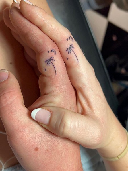 Matching Couple Palm Tree Tattoo