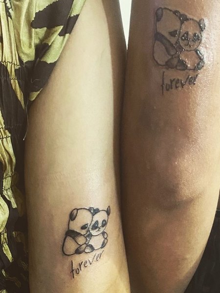 Matching Couple Panda Tattoo