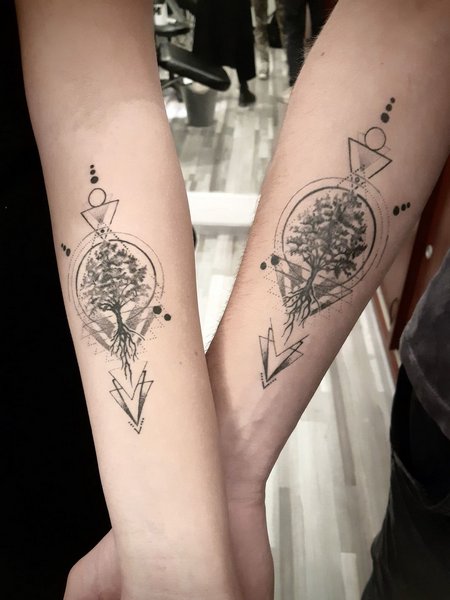 Matching Couple Tree Tattoo
