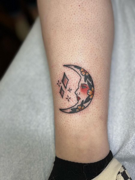 Moon Ankle Tattoo