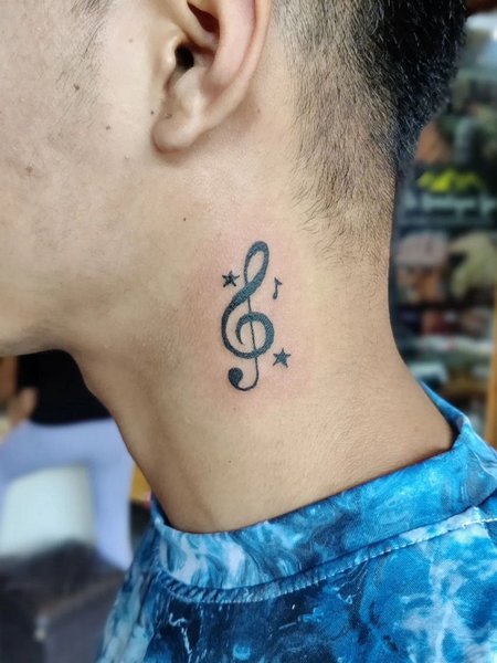 Music Note Neck Tattoo