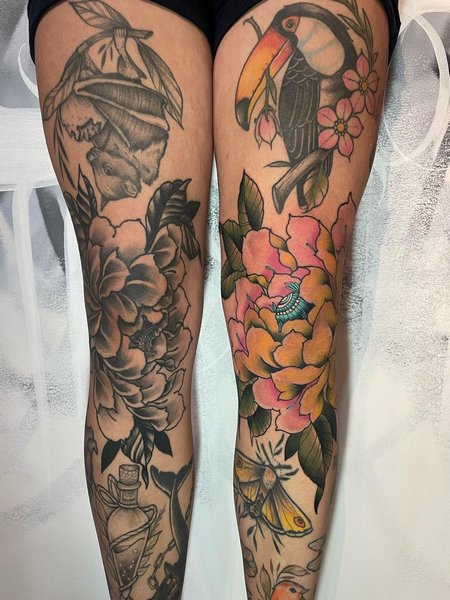 Neo Traditional Flower Tattoo