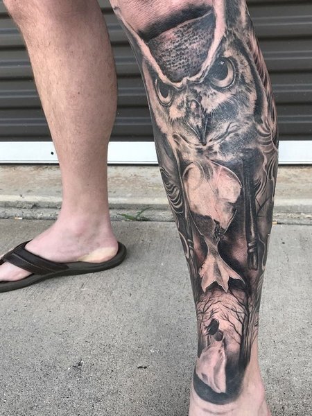 Owl Leg Tattoo