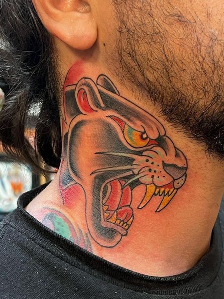 Panther Neck Tattoo
