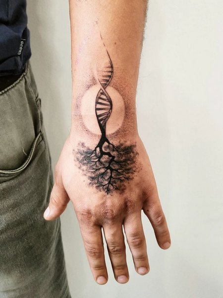 Tree Of Life Hand Tattoo