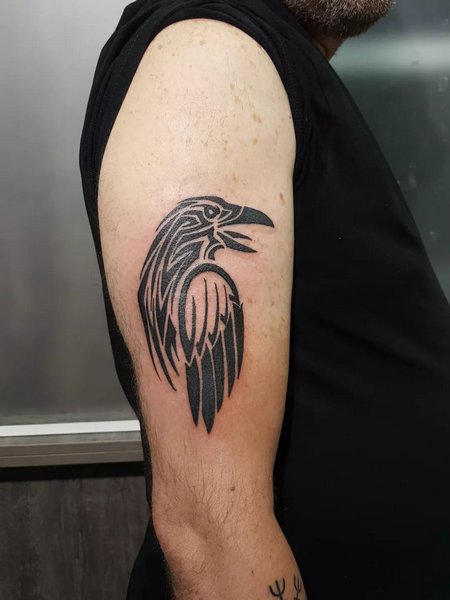 Tribal Crow Tattoo