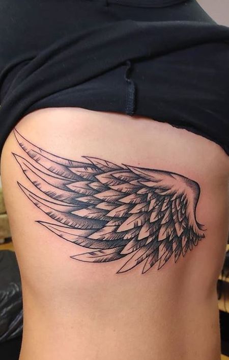 Angel Wings Rib Tattoo