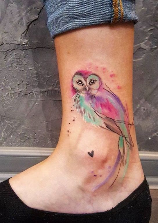 Ankle Owl Tattoo