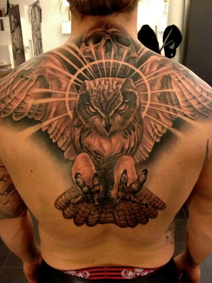 Back Owl Tattoo