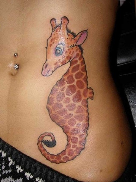 Belly Seahorse Tattoo