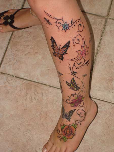 Butterfly Leg Tattoo 1
