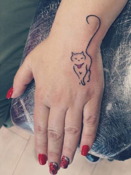 Cat Hand Tattoos For Women