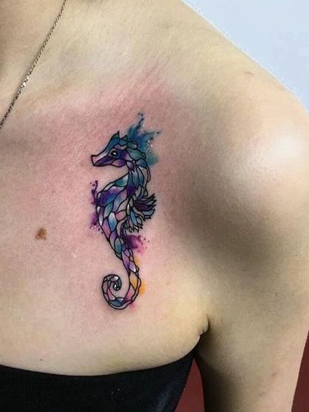 Chest Seahorse Tattoo