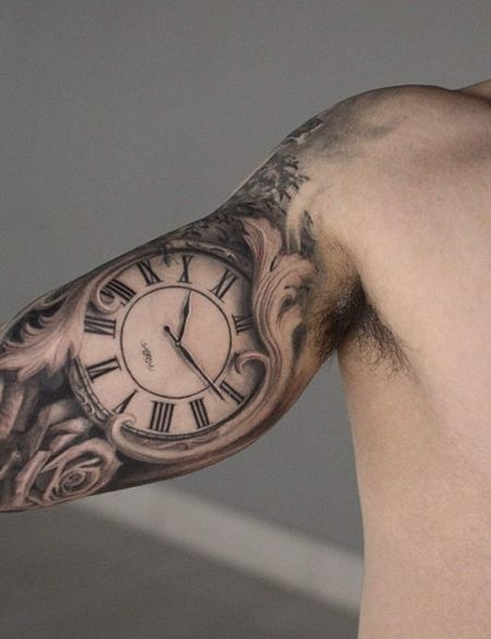 Clock Bicep Tattoos