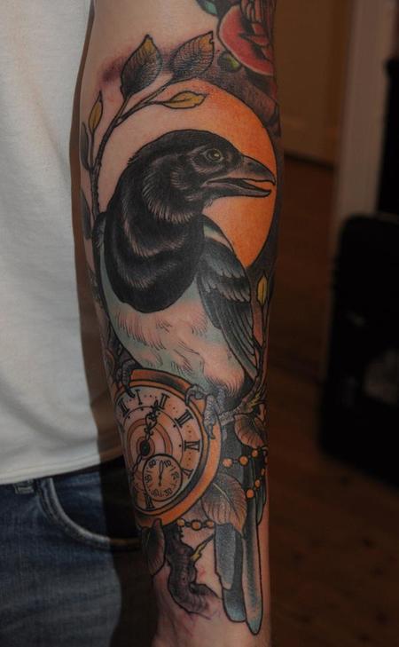 Clock Raven Tattoo