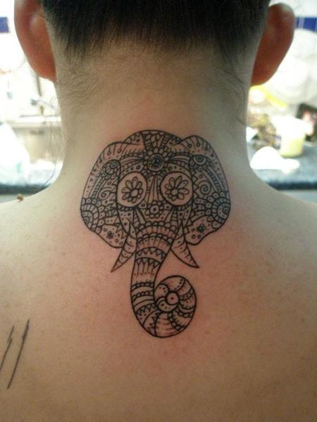 Elephant Neck Tattoo 1