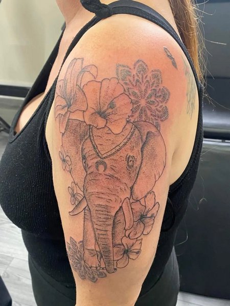 Elephant Shoulder Tattoo